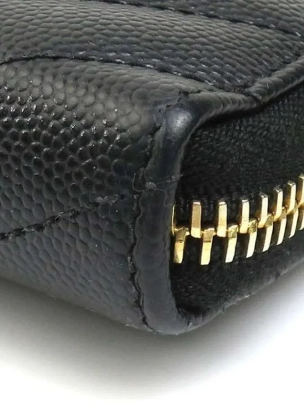 Auth SAINT LAURENT Zip Around Long Wallet Black/Gold Leather/Metal - h31776g - Picture 7 of 15